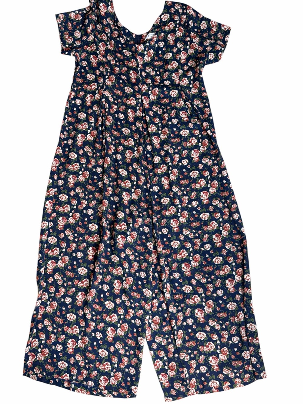 Compagnie Internationale Express Navy Floral Wide legged Romper EC Size large
